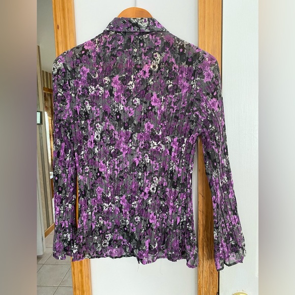 Stunning ruffle front pleated cloth Apt 9 petite small flair sleeve blouse - Picture 2 of 7